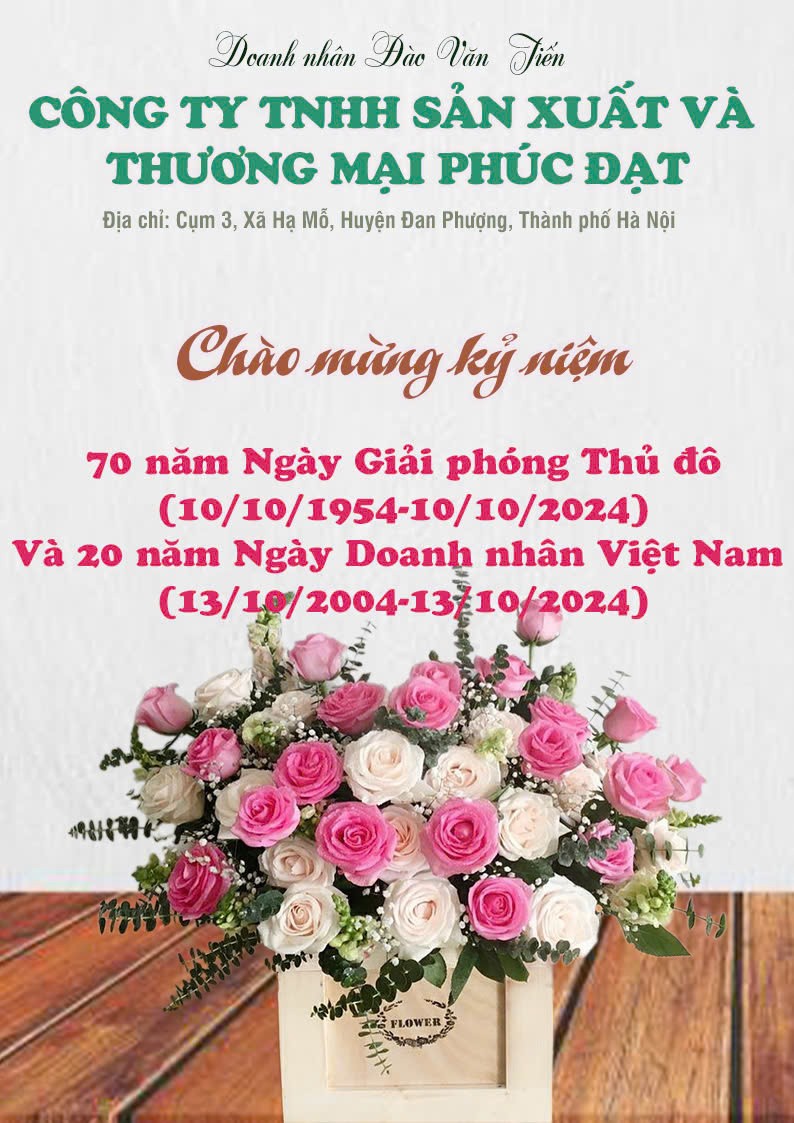 CÔNG TY TNHH SẢN XUẤT VÀ THƯƠNG MẠI PHÚC ĐẠT